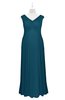 ColsBM Malaya Moroccan Blue Plus Size Bridesmaid Dresses Ruching Elegant A-line Floor Length V-neck Zipper