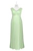 ColsBM Malaya Pale Green Plus Size Bridesmaid Dresses Ruching Elegant A-line Floor Length V-neck Zipper