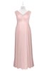 ColsBM Malaya Pastel Pink Plus Size Bridesmaid Dresses Ruching Elegant A-line Floor Length V-neck Zipper