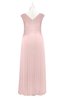 ColsBM Malaya Pastel Pink Plus Size Bridesmaid Dresses Ruching Elegant A-line Floor Length V-neck Zipper