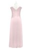 ColsBM Malaya Petal Pink Plus Size Bridesmaid Dresses Ruching Elegant A-line Floor Length V-neck Zipper