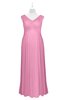 ColsBM Malaya Pink Plus Size Bridesmaid Dresses Ruching Elegant A-line Floor Length V-neck Zipper