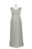 ColsBM Malaya Platinum Plus Size Bridesmaid Dresses Ruching Elegant A-line Floor Length V-neck Zipper