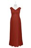 ColsBM Malaya Rust Plus Size Bridesmaid Dresses Ruching Elegant A-line Floor Length V-neck Zipper