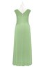 ColsBM Malaya Sage Green Plus Size Bridesmaid Dresses Ruching Elegant A-line Floor Length V-neck Zipper