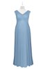 ColsBM Malaya Sky Blue Plus Size Bridesmaid Dresses Ruching Elegant A-line Floor Length V-neck Zipper