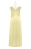 ColsBM Malaya Soft Yellow Plus Size Bridesmaid Dresses Ruching Elegant A-line Floor Length V-neck Zipper