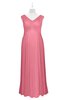 ColsBM Malaya Watermelon Plus Size Bridesmaid Dresses Ruching Elegant A-line Floor Length V-neck Zipper