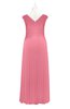 ColsBM Malaya Watermelon Plus Size Bridesmaid Dresses Ruching Elegant A-line Floor Length V-neck Zipper