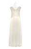 ColsBM Malaya Whisper White Plus Size Bridesmaid Dresses Ruching Elegant A-line Floor Length V-neck Zipper