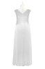 ColsBM Malaya White Plus Size Bridesmaid Dresses Ruching Elegant A-line Floor Length V-neck Zipper