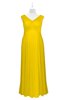 ColsBM Malaya Yellow Plus Size Bridesmaid Dresses Ruching Elegant A-line Floor Length V-neck Zipper