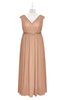 ColsBM Simone Almost Apricot Plus Size Bridesmaid Dresses Pleated Sleeveless Elegant A-line V-neck Floor Length