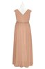 ColsBM Simone Almost Apricot Plus Size Bridesmaid Dresses Pleated Sleeveless Elegant A-line V-neck Floor Length