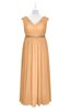 ColsBM Simone Apricot Plus Size Bridesmaid Dresses Pleated Sleeveless Elegant A-line V-neck Floor Length