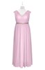 ColsBM Simone Baby Pink Plus Size Bridesmaid Dresses Pleated Sleeveless Elegant A-line V-neck Floor Length