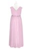 ColsBM Simone Baby Pink Plus Size Bridesmaid Dresses Pleated Sleeveless Elegant A-line V-neck Floor Length