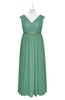 ColsBM Simone Beryl Green Plus Size Bridesmaid Dresses Pleated Sleeveless Elegant A-line V-neck Floor Length