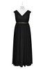 ColsBM Simone Black Plus Size Bridesmaid Dresses Pleated Sleeveless Elegant A-line V-neck Floor Length
