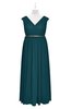 ColsBM Simone Blue Green Plus Size Bridesmaid Dresses Pleated Sleeveless Elegant A-line V-neck Floor Length