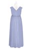 ColsBM Simone Blue Heron Plus Size Bridesmaid Dresses Pleated Sleeveless Elegant A-line V-neck Floor Length