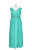 ColsBM Simone Blue Turquoise Plus Size Bridesmaid Dresses Pleated Sleeveless Elegant A-line V-neck Floor Length