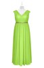 ColsBM Simone Bright Green Plus Size Bridesmaid Dresses Pleated Sleeveless Elegant A-line V-neck Floor Length