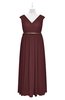 ColsBM Simone Burgundy Plus Size Bridesmaid Dresses Pleated Sleeveless Elegant A-line V-neck Floor Length