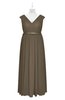 ColsBM Simone Carafe Brown Plus Size Bridesmaid Dresses Pleated Sleeveless Elegant A-line V-neck Floor Length