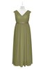 ColsBM Simone Cedar Plus Size Bridesmaid Dresses Pleated Sleeveless Elegant A-line V-neck Floor Length