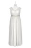 ColsBM Simone Cloud White Plus Size Bridesmaid Dresses Pleated Sleeveless Elegant A-line V-neck Floor Length