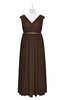 ColsBM Simone Copper Plus Size Bridesmaid Dresses Pleated Sleeveless Elegant A-line V-neck Floor Length