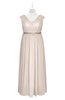 ColsBM Simone Cream Pink Plus Size Bridesmaid Dresses Pleated Sleeveless Elegant A-line V-neck Floor Length