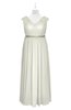 ColsBM Simone Cream Plus Size Bridesmaid Dresses Pleated Sleeveless Elegant A-line V-neck Floor Length