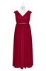 ColsBM Simone Dark Red Plus Size Bridesmaid Dresses Pleated Sleeveless Elegant A-line V-neck Floor Length