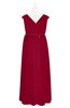 ColsBM Simone Dark Red Plus Size Bridesmaid Dresses Pleated Sleeveless Elegant A-line V-neck Floor Length