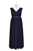 ColsBM Simone Dark Sapphire Plus Size Bridesmaid Dresses Pleated Sleeveless Elegant A-line V-neck Floor Length