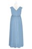 ColsBM Simone Dusty Blue Plus Size Bridesmaid Dresses Pleated Sleeveless Elegant A-line V-neck Floor Length
