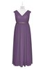 ColsBM Simone Eggplant Plus Size Bridesmaid Dresses Pleated Sleeveless Elegant A-line V-neck Floor Length