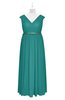 ColsBM Simone Emerald Green Plus Size Bridesmaid Dresses Pleated Sleeveless Elegant A-line V-neck Floor Length