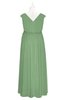 ColsBM Simone Fair Green Plus Size Bridesmaid Dresses Pleated Sleeveless Elegant A-line V-neck Floor Length