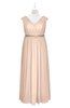ColsBM Simone Fresh Salmon Plus Size Bridesmaid Dresses Pleated Sleeveless Elegant A-line V-neck Floor Length