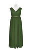 ColsBM Simone Garden Green Plus Size Bridesmaid Dresses Pleated Sleeveless Elegant A-line V-neck Floor Length