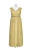 ColsBM Simone Gold Plus Size Bridesmaid Dresses Pleated Sleeveless Elegant A-line V-neck Floor Length