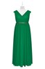 ColsBM Simone Green Plus Size Bridesmaid Dresses Pleated Sleeveless Elegant A-line V-neck Floor Length