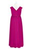 ColsBM Simone Hot Pink Plus Size Bridesmaid Dresses Pleated Sleeveless Elegant A-line V-neck Floor Length