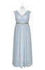 ColsBM Simone Illusion Blue Plus Size Bridesmaid Dresses Pleated Sleeveless Elegant A-line V-neck Floor Length