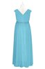 ColsBM Simone Light Blue Plus Size Bridesmaid Dresses Pleated Sleeveless Elegant A-line V-neck Floor Length