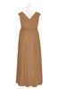 ColsBM Simone Light Brown Plus Size Bridesmaid Dresses Pleated Sleeveless Elegant A-line V-neck Floor Length