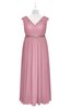 ColsBM Simone Light Coral Plus Size Bridesmaid Dresses Pleated Sleeveless Elegant A-line V-neck Floor Length